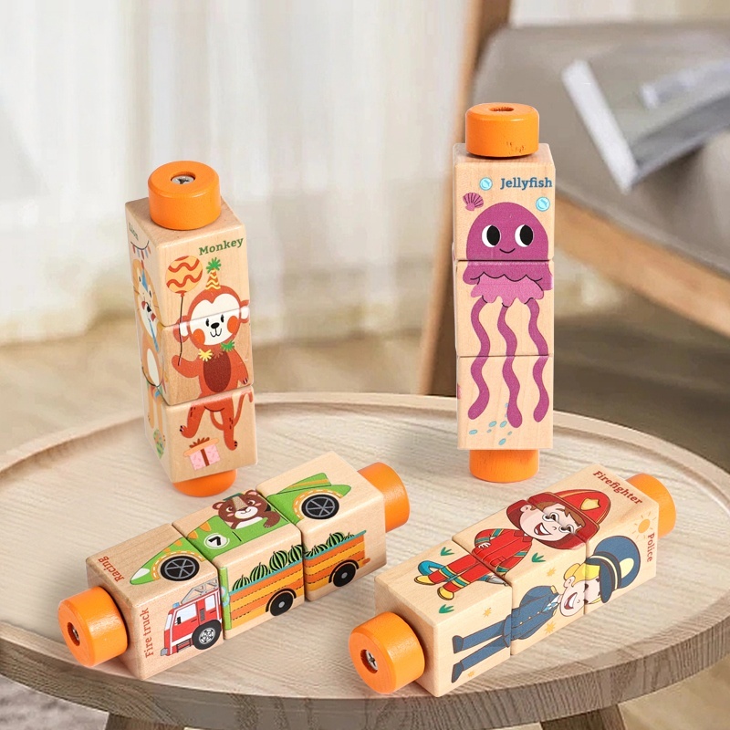 Baby Nursery Mobile - Baby Wooden Rotating Jigsaw Puzzle Hand