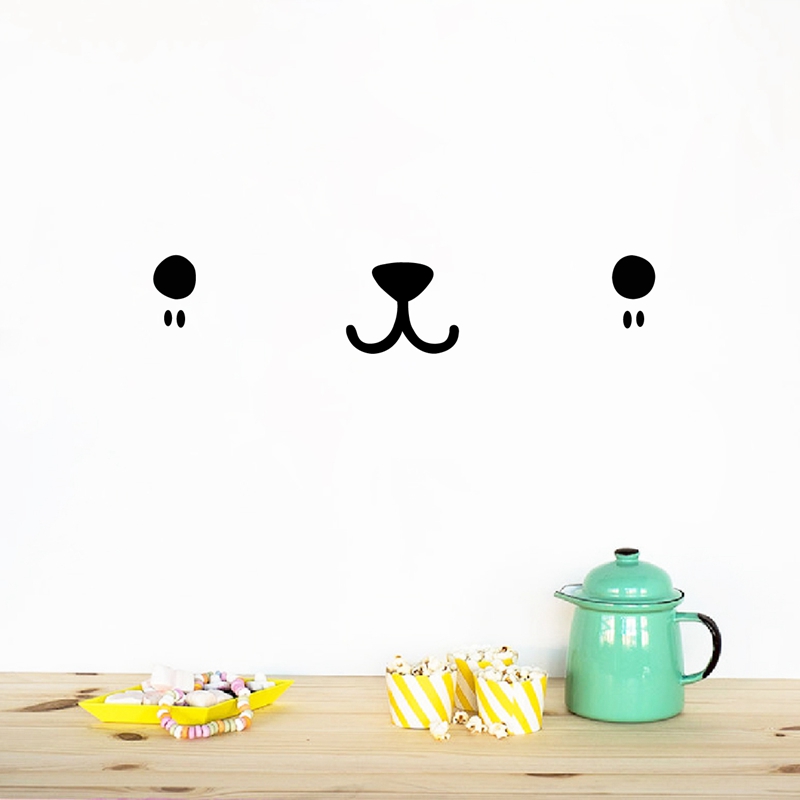Baby Nursery Set Furniture - Cute Kawaii Face Wall Art Decal