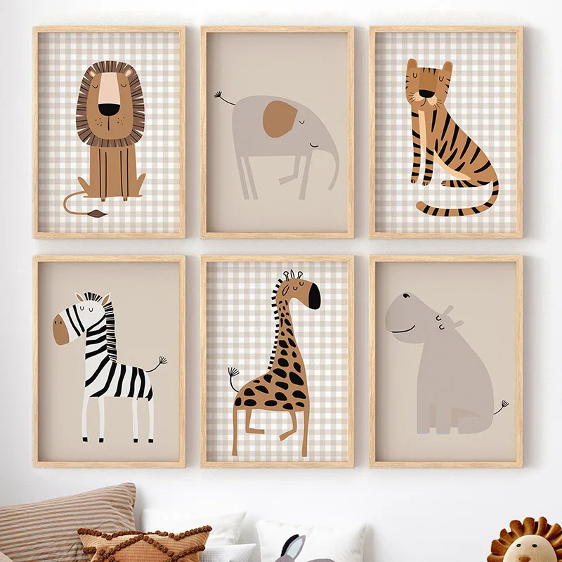 Baby Nursery Jungle - 1PC Frameless Lion Tiger Elephant Giraffe