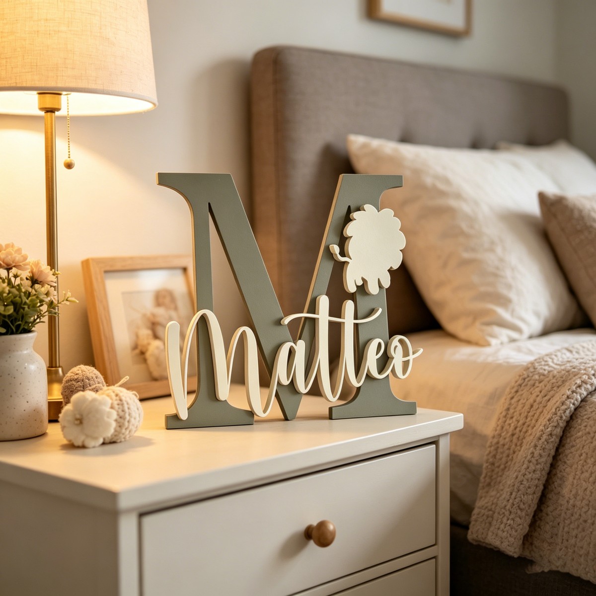 Baby Nursery Home - 1Pc Custom Lion Name & Initial