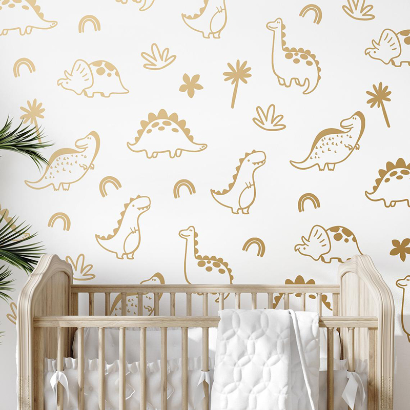 Baby Nursery Set Furniture - Geometric Dinosaur Tree Rainbow Wall Sticker