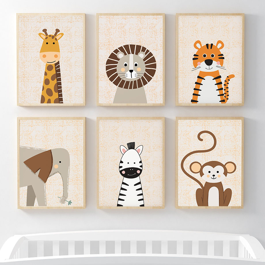 Baby Nursery Jungle - Lion Giraffe Elephant Zebra Monkey Nursery