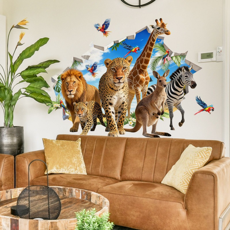 Baby Nursery Jungle - Large Jungle Animal Tropical Leaves Wall