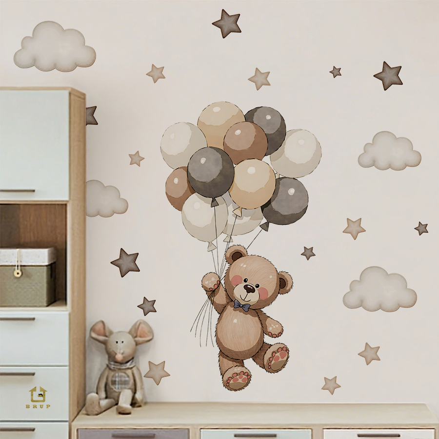 Baby Nursery Set Furniture - Adorable Teddy Bear Wall Decals, Removable