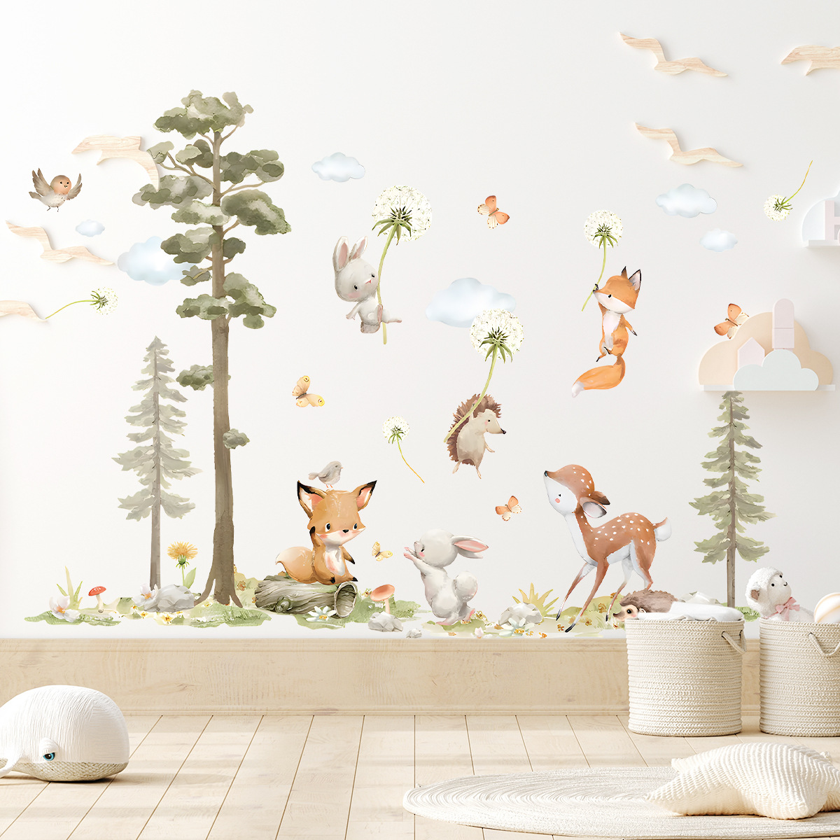 Baby Nursery Tree - Cute Forest Animals Wall Stickers for