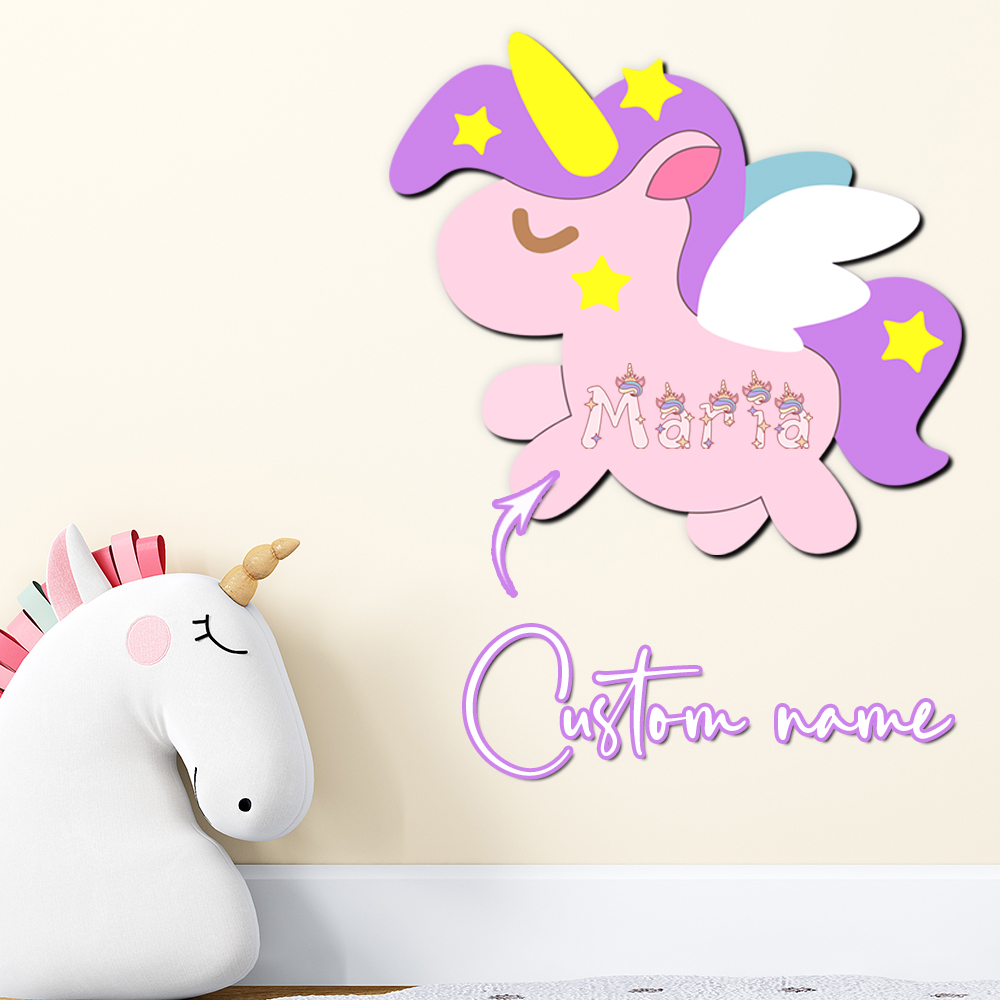 Custom Unicorn Wooden Name Sig - Baby Nursery Wall ulasan dan harga