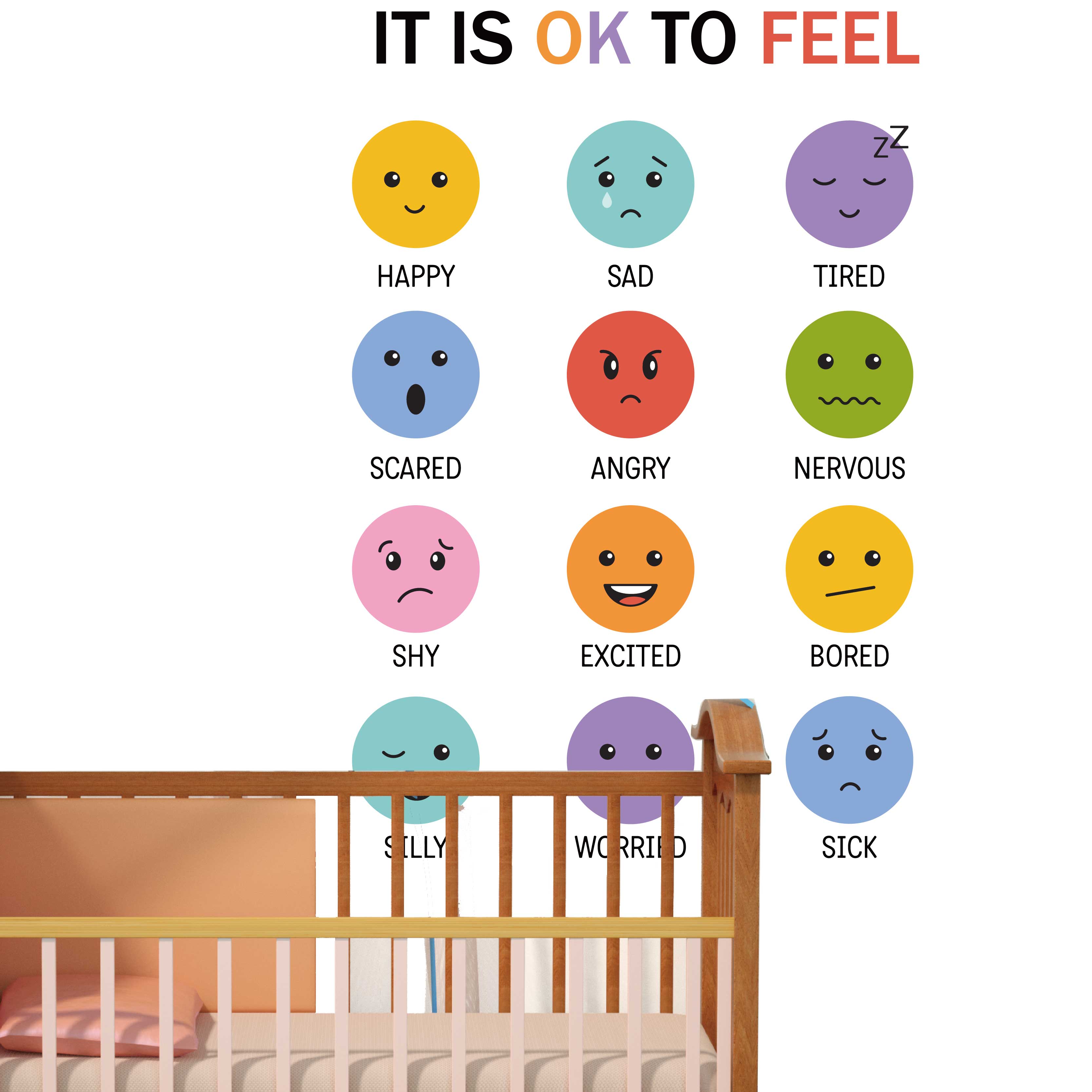 3D Colorful 12 Types of Emotic - Baby Nursery Set Furniture ulasan dan harga