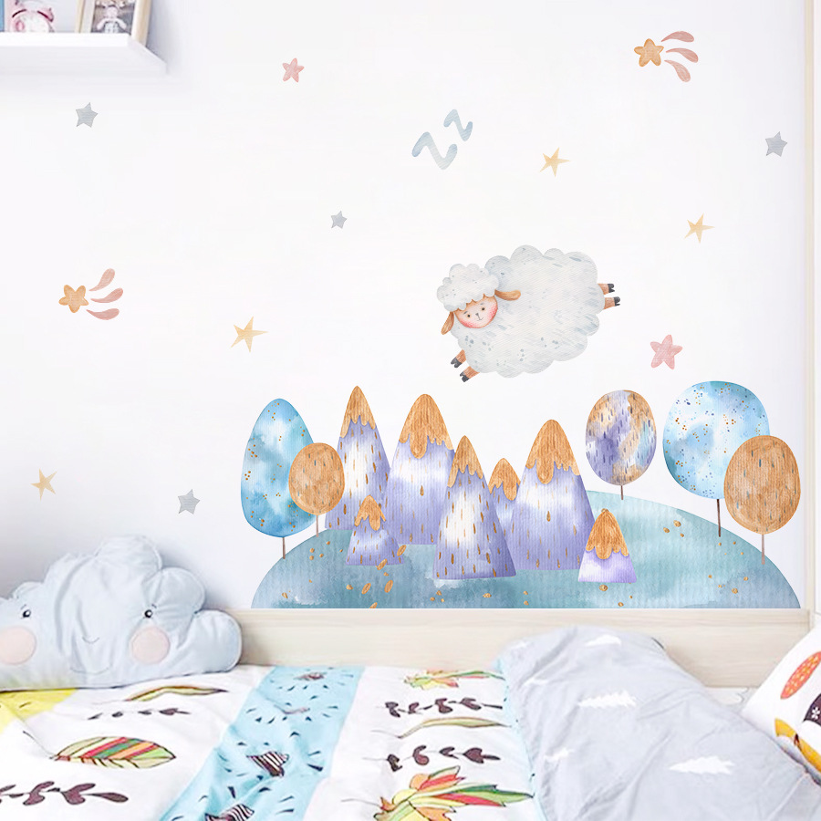 Cartoon Cute Sheep Flying Fore - Baby Nursery Tree ulasan dan harga