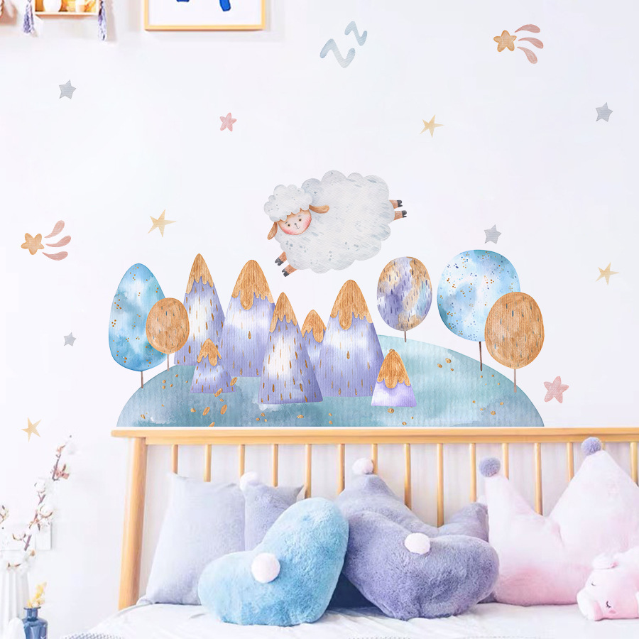 Cartoon Cute Sheep Flying Fore - Baby Nursery Tree ulasan dan harga