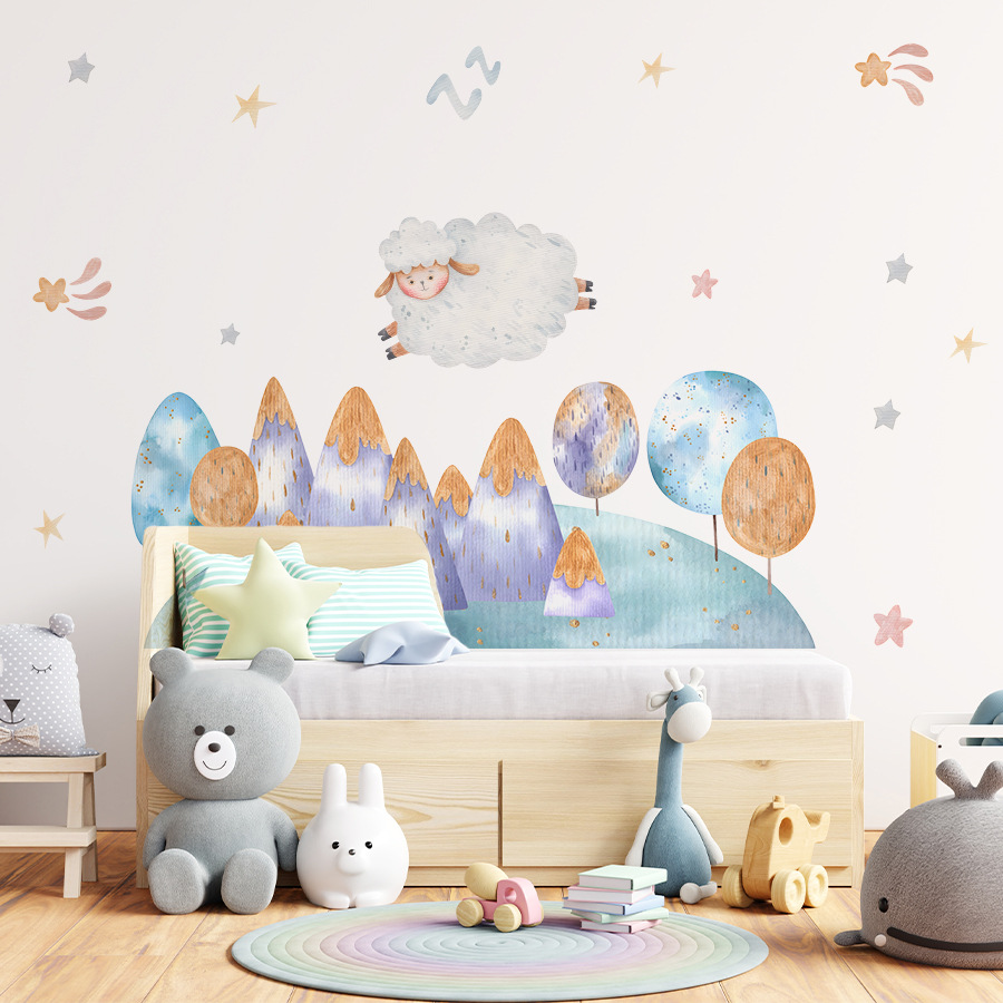 Cartoon Cute Sheep Flying Fore - Baby Nursery Tree ulasan dan harga