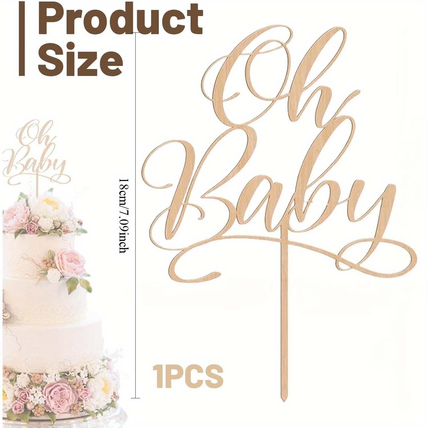 1 pc oh Baby - Wooden Cake Top - Baby Nursery Artwork ulasan dan harga