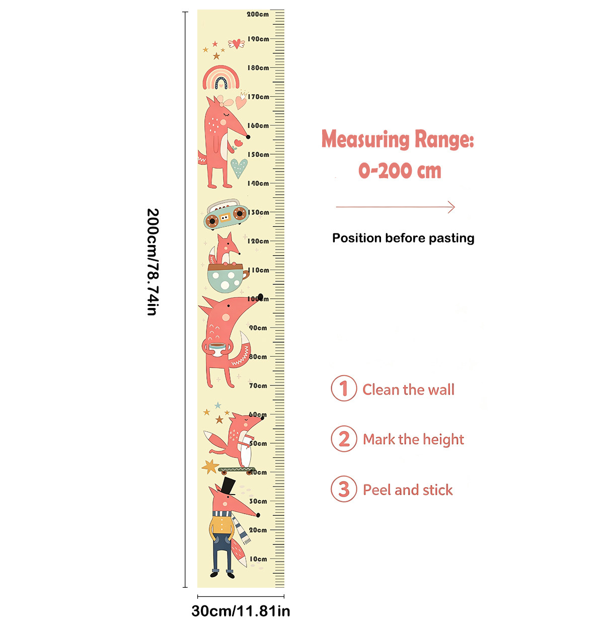 Lovely Animal Fox Kids Height  - Baby Nursery Wall ulasan dan harga
