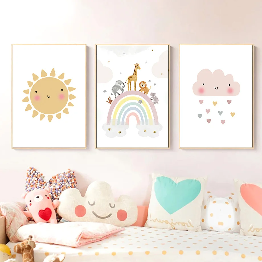 Giraffe Elephant Hot Balloon S - Baby Nursery Artwork ulasan dan harga
