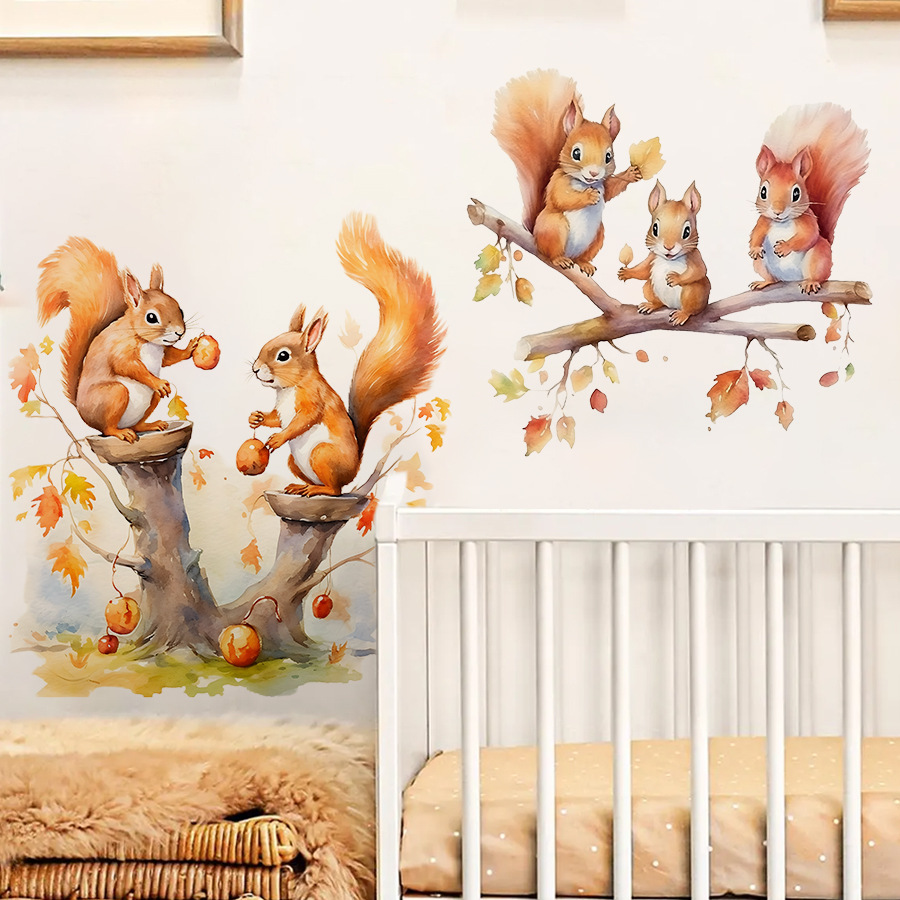Cartoon Cute Warm Squirrel Fam - Baby Nursery Tree ulasan dan harga