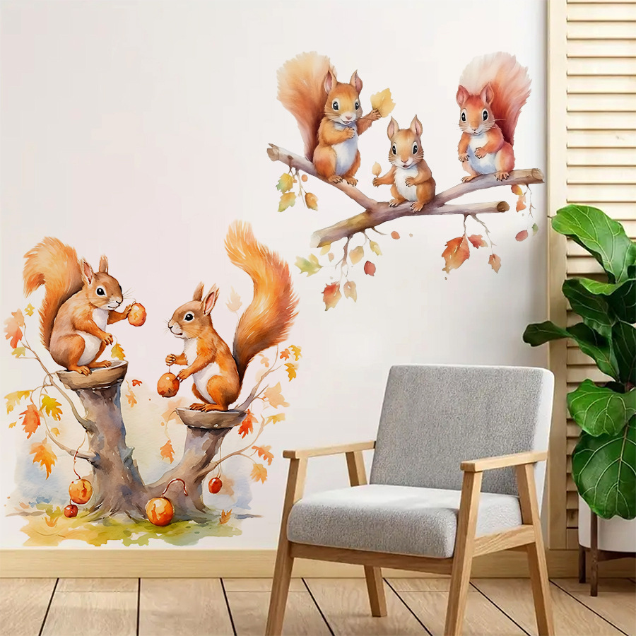 Cartoon Cute Warm Squirrel Fam - Baby Nursery Tree ulasan dan harga