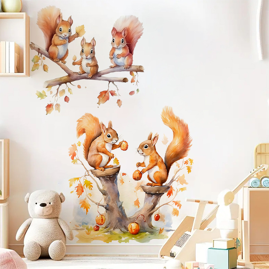 Cartoon Cute Warm Squirrel Fam - Baby Nursery Tree ulasan dan harga