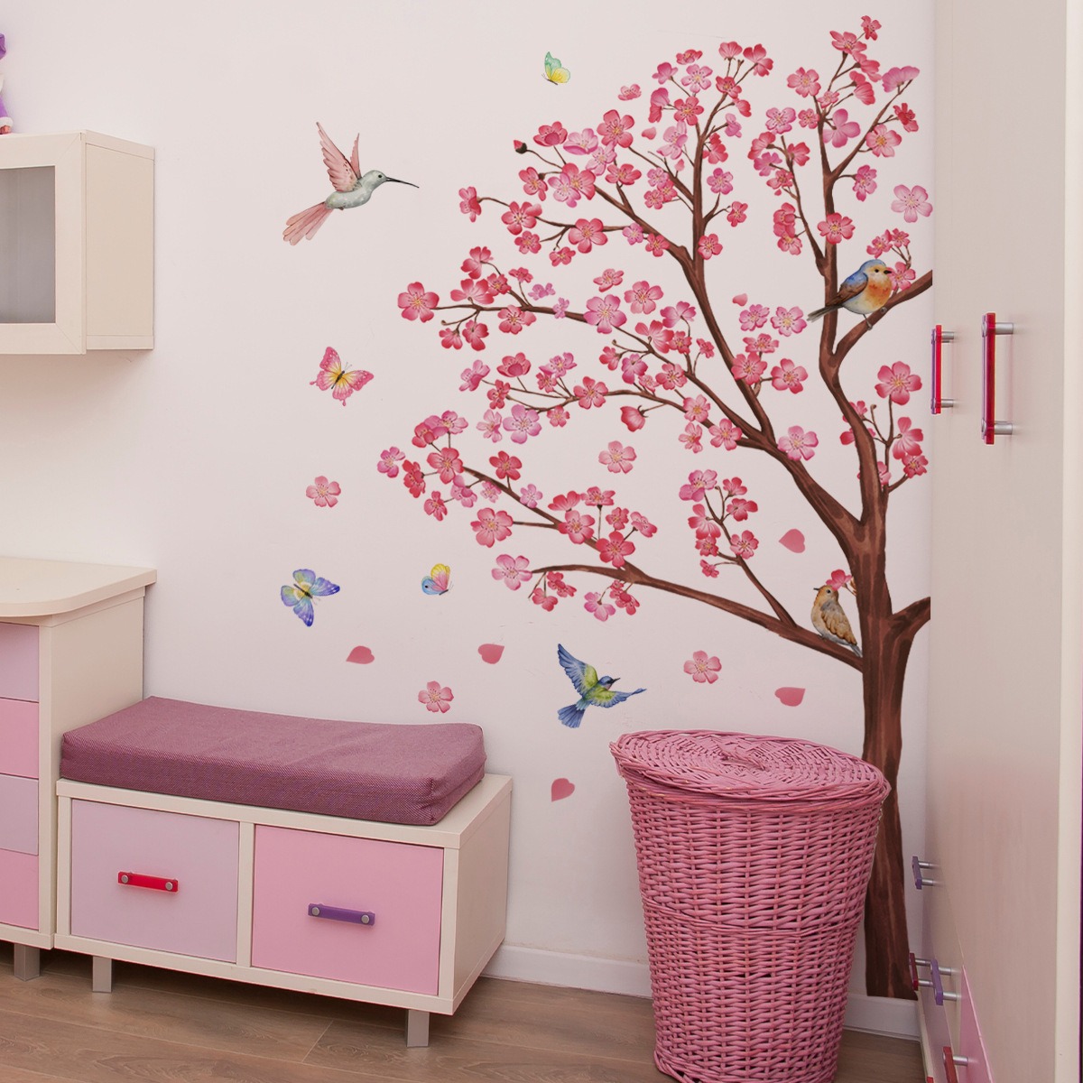 Watercolour Bird Flower Wall S - Baby Nursery Artwork ulasan dan harga