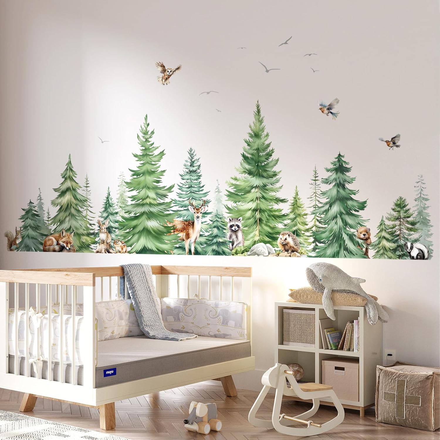 Large Watercolor Pine Tree Ani - Baby Nursery Tree ulasan dan harga