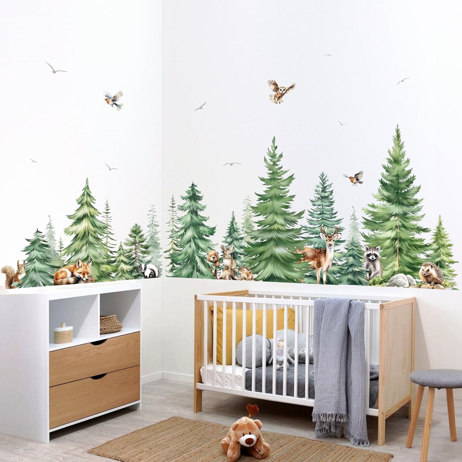 Large Watercolor Pine Tree Ani - Baby Nursery Tree ulasan dan harga