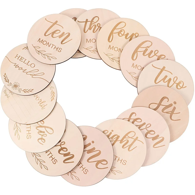 Wooden Wood Chip Month Souveni - Milestone Card Set ulasan dan harga