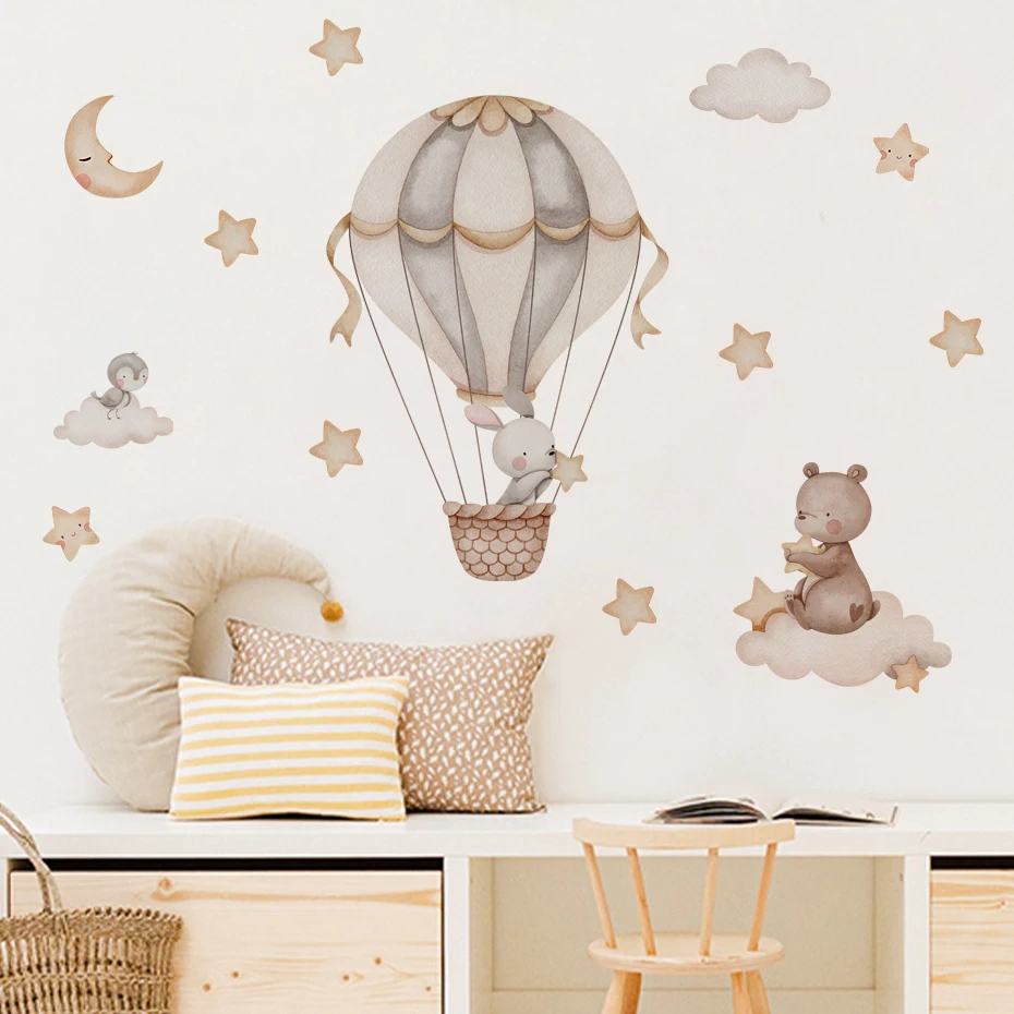Watercolor Bear Hot Air Balloo - Baby Nursery Set Furniture ulasan dan harga