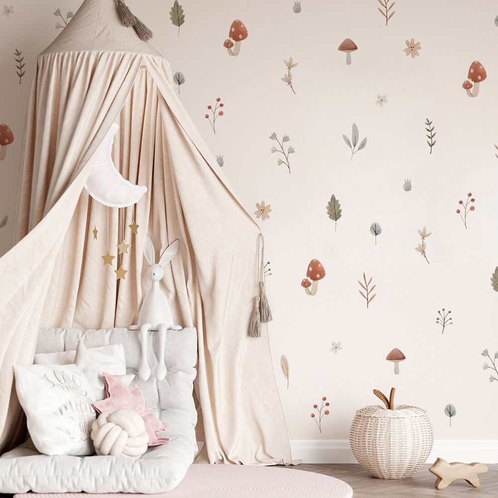 Boho Cartoon Mushroom Branch L - Baby Nursery Set Furniture ulasan dan harga