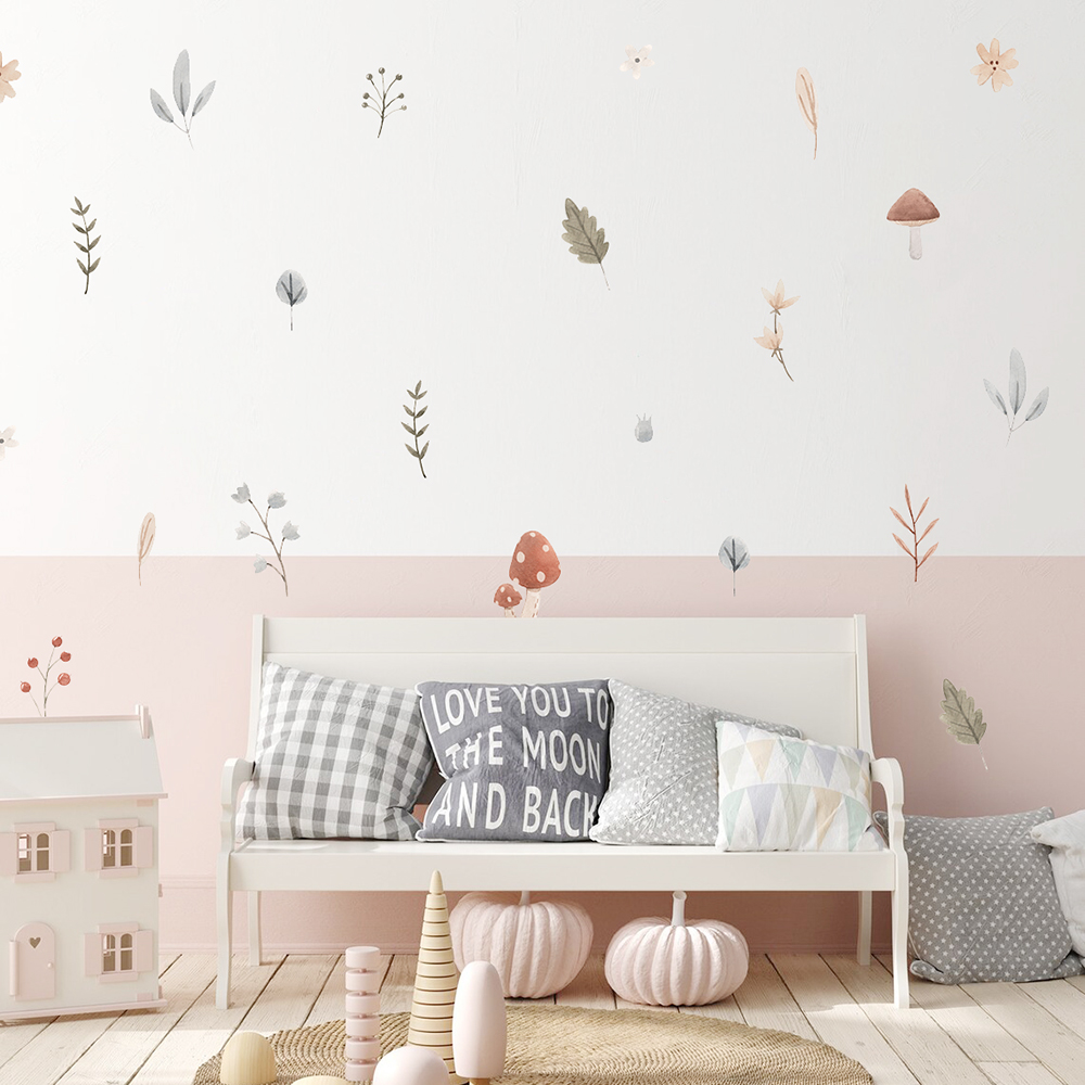 Boho Cartoon Mushroom Branch L - Baby Nursery Set Furniture ulasan dan harga