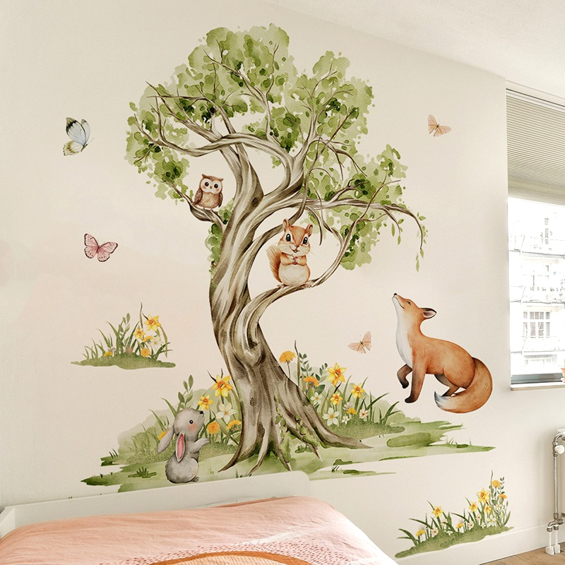 Watercolor Forest Large Tree A - Baby Nursery Tree ulasan dan harga