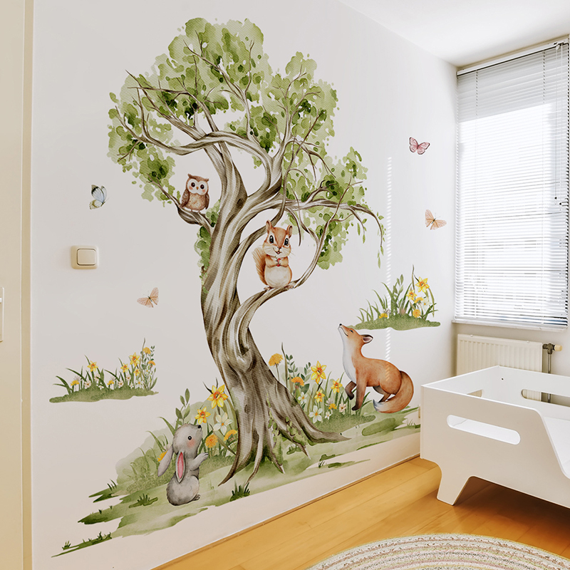Watercolor Forest Large Tree A - Baby Nursery Tree ulasan dan harga