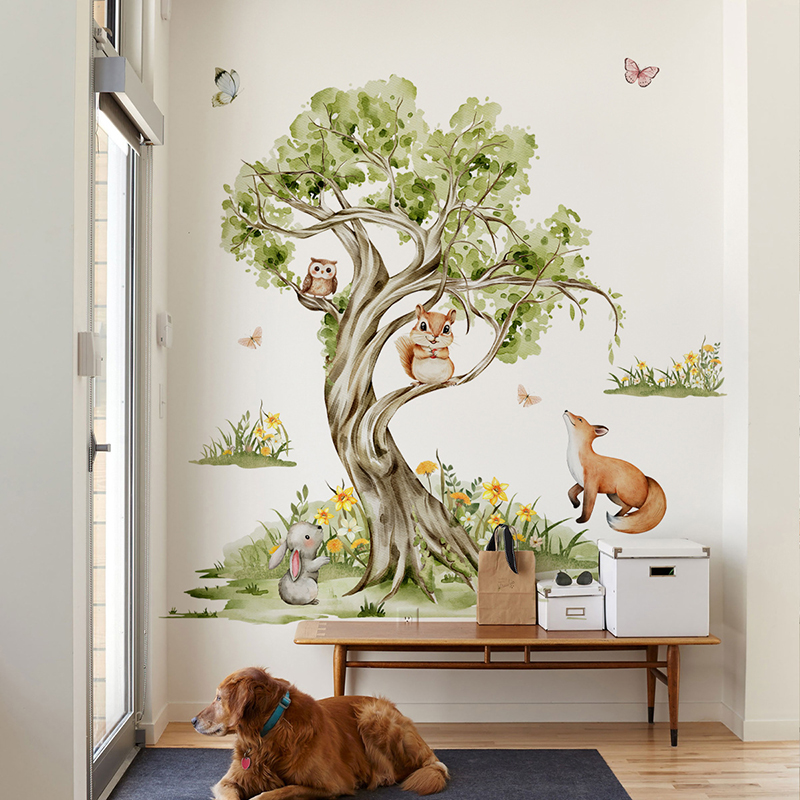 Watercolor Forest Large Tree A - Baby Nursery Tree ulasan dan harga