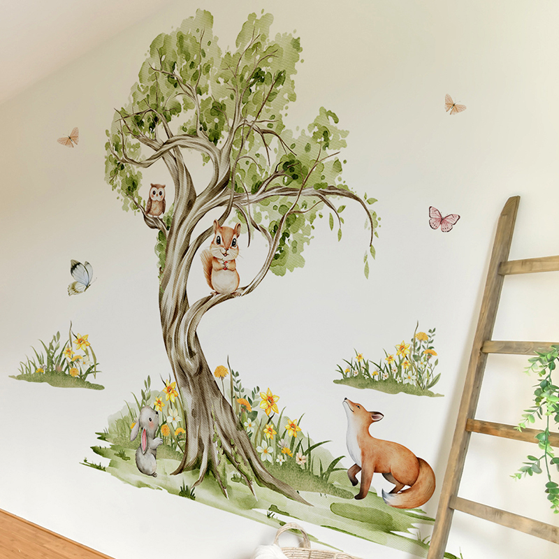 Watercolor Forest Large Tree A - Baby Nursery Tree ulasan dan harga