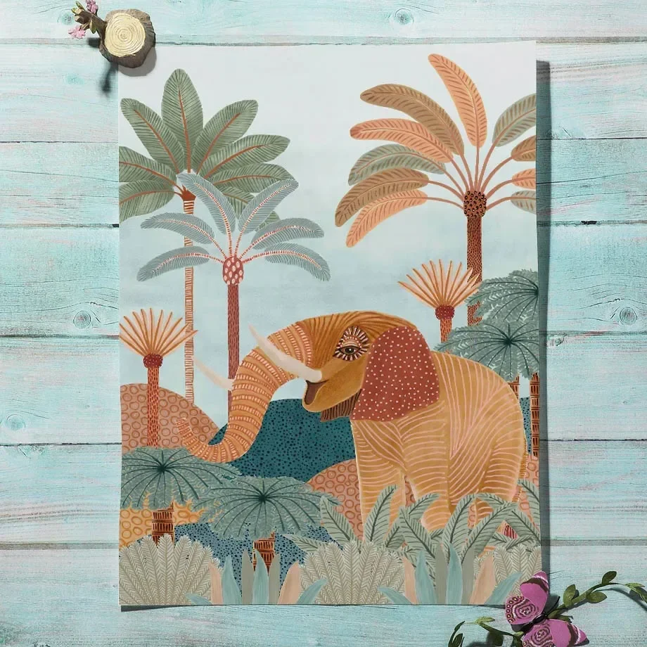 Boho Jungle Animals Tiger Monk - Baby Nursery Jungle ulasan dan harga