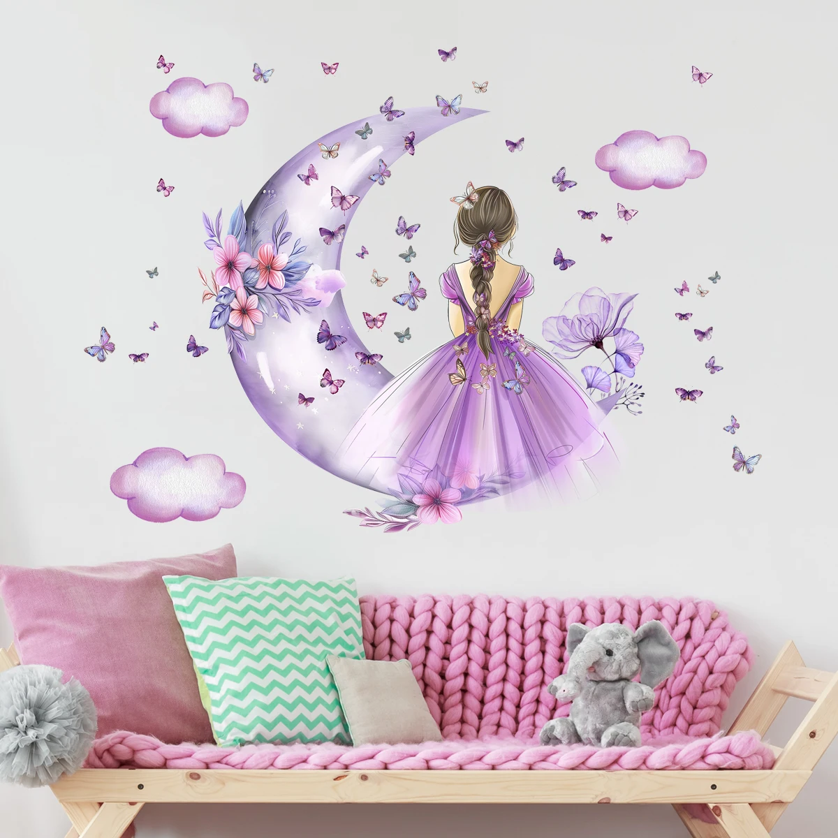 Girl Moon Butterflies Wall Sti - Baby Nursery Ideas Girl ulasan dan harga
