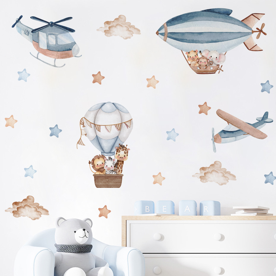 Watercolor Animals Hot Air Bal - Baby Nursery Set Furniture ulasan dan harga