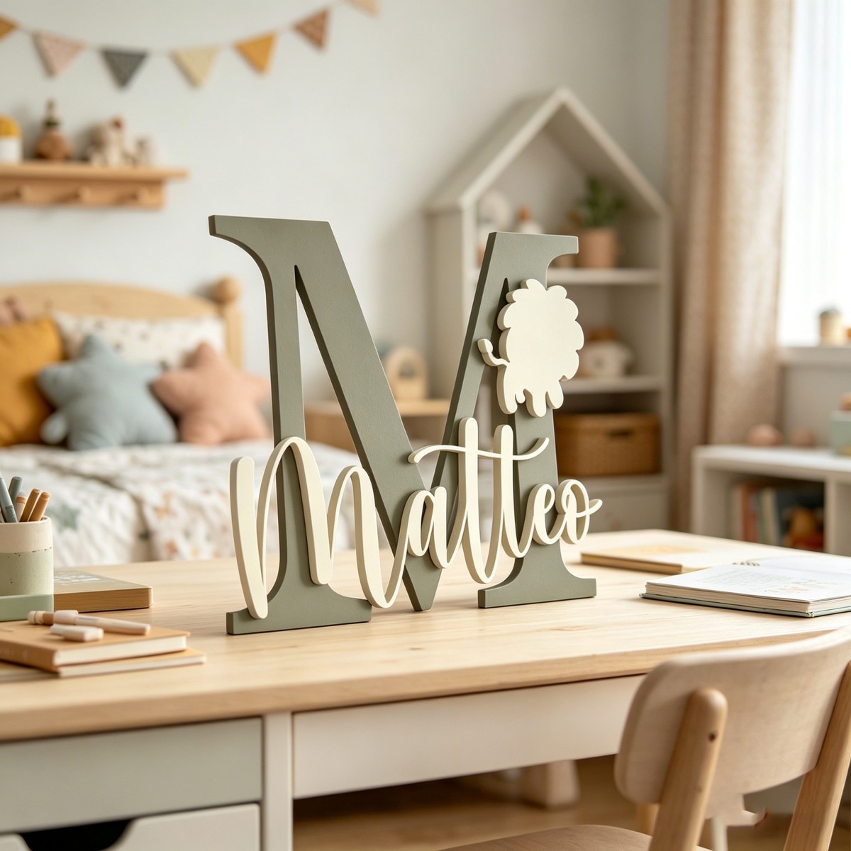 1Pc Custom Lion Name & Initial - Baby Nursery Home ulasan dan harga