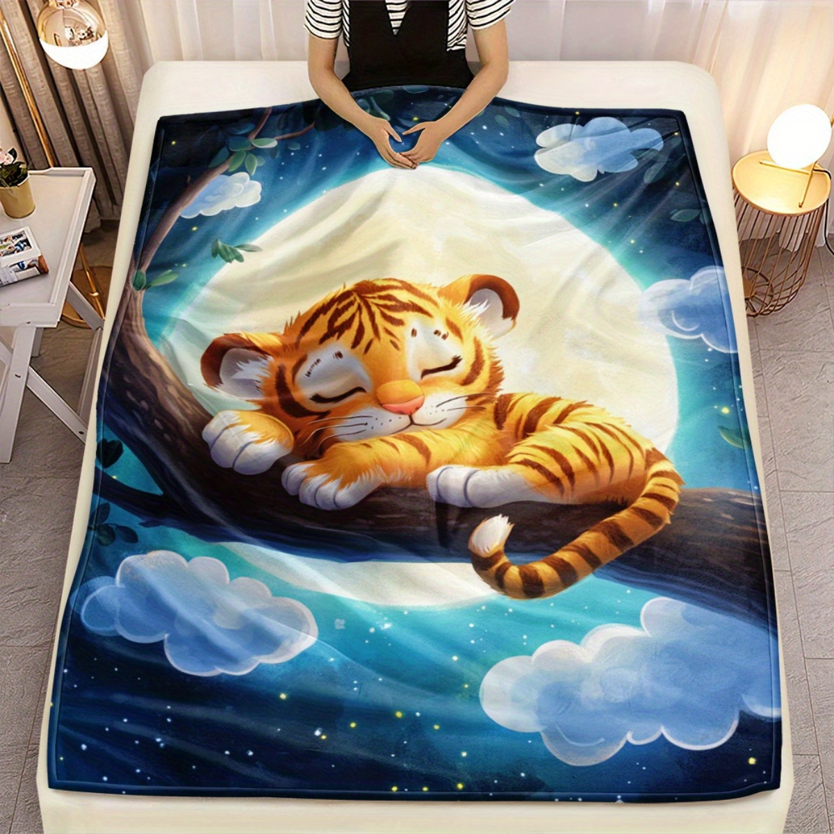 Cute sleeping tiger on tree br - Baby Nursery Tree ulasan dan harga