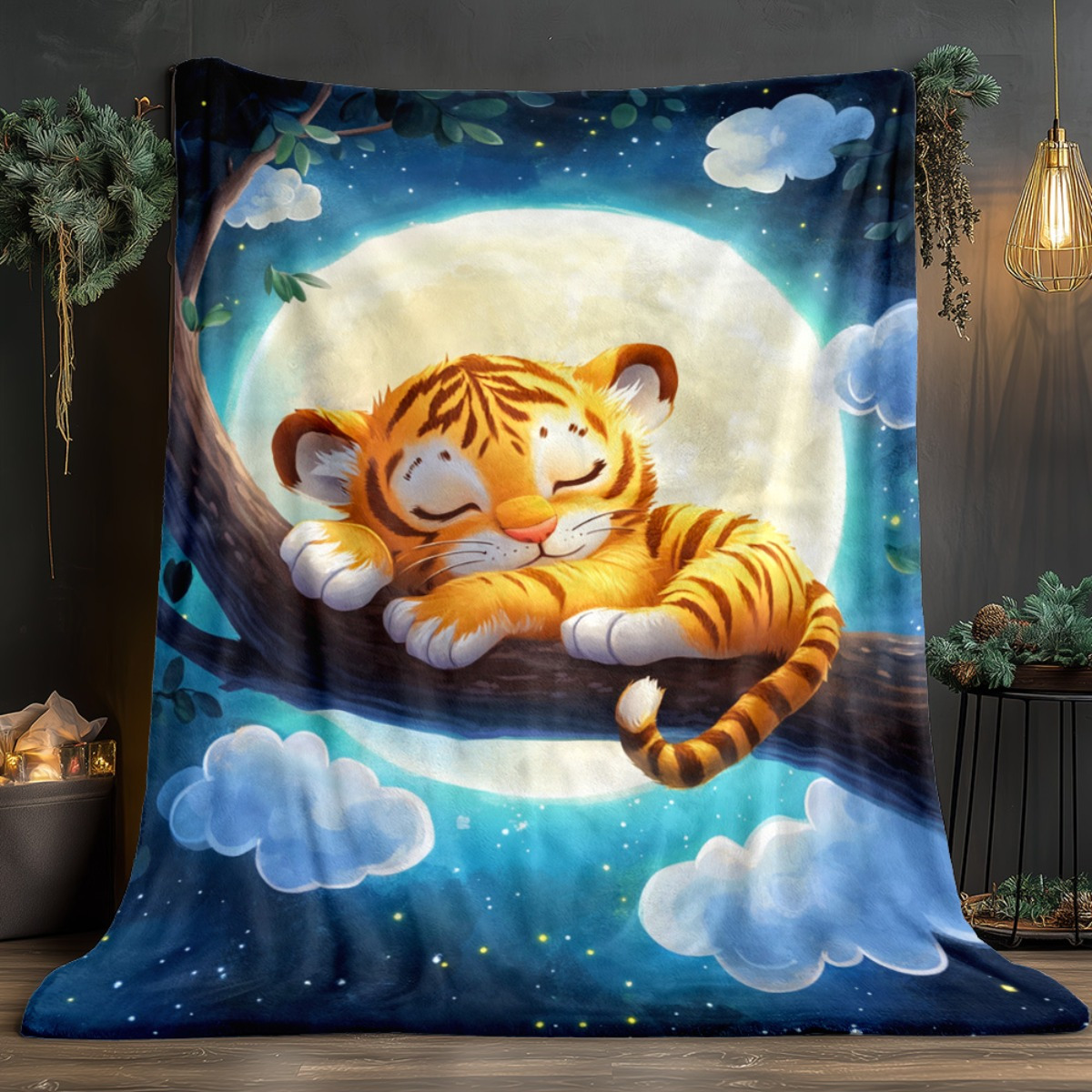 Cute sleeping tiger on tree br - Baby Nursery Tree ulasan dan harga