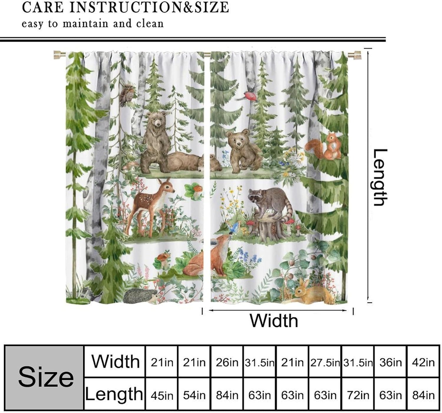 Forest Animal Curtains for Kid - Baby Nursery Tree ulasan dan harga