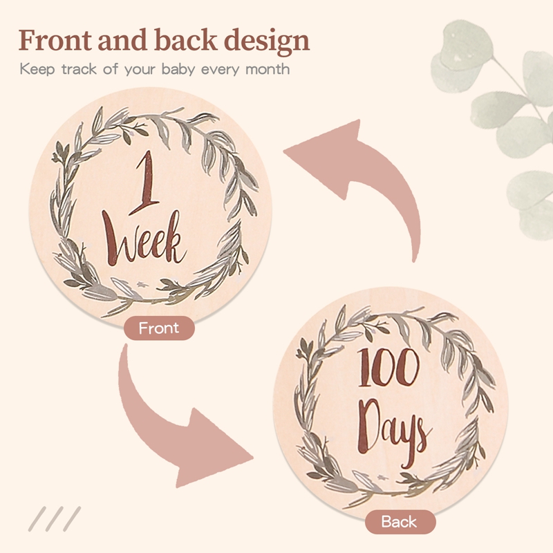 8Pcs Wooden Baby Milestone Car - Milestone Card Set ulasan dan harga