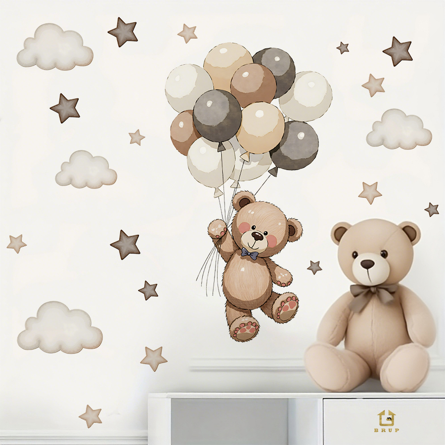 Adorable Teddy Bear Wall Decal - Baby Nursery Set Furniture ulasan dan harga