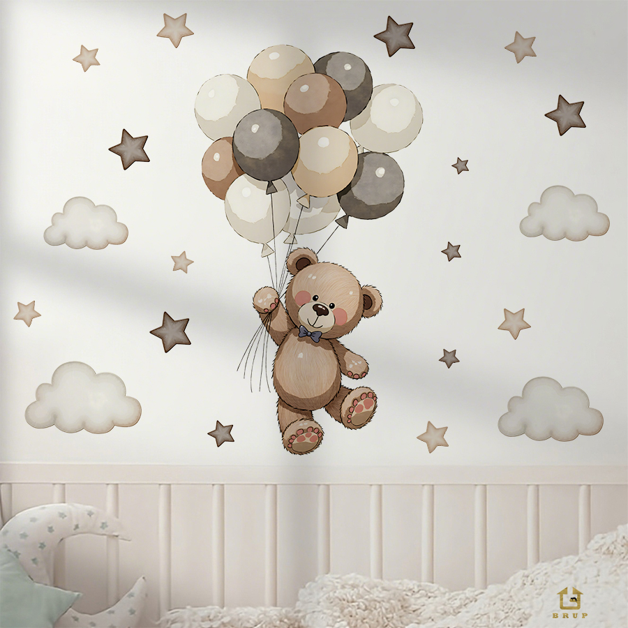 Adorable Teddy Bear Wall Decal - Baby Nursery Set Furniture ulasan dan harga