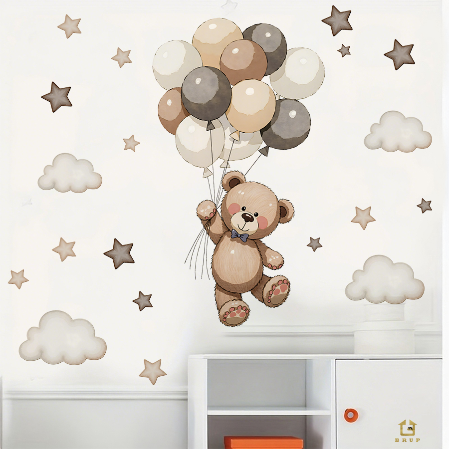 Adorable Teddy Bear Wall Decal - Baby Nursery Set Furniture ulasan dan harga