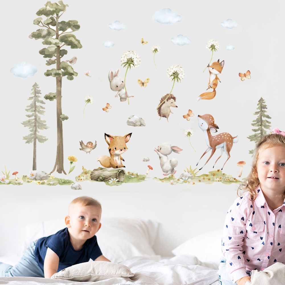 Cute Forest Animals Wall Stick - Baby Nursery Tree ulasan dan harga
