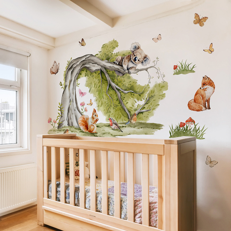 Jungle Large Tree Animals Wall - Baby Nursery Tree ulasan dan harga