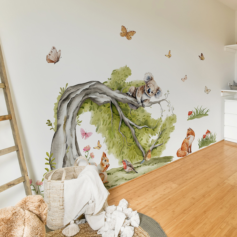 Jungle Large Tree Animals Wall - Baby Nursery Tree ulasan dan harga