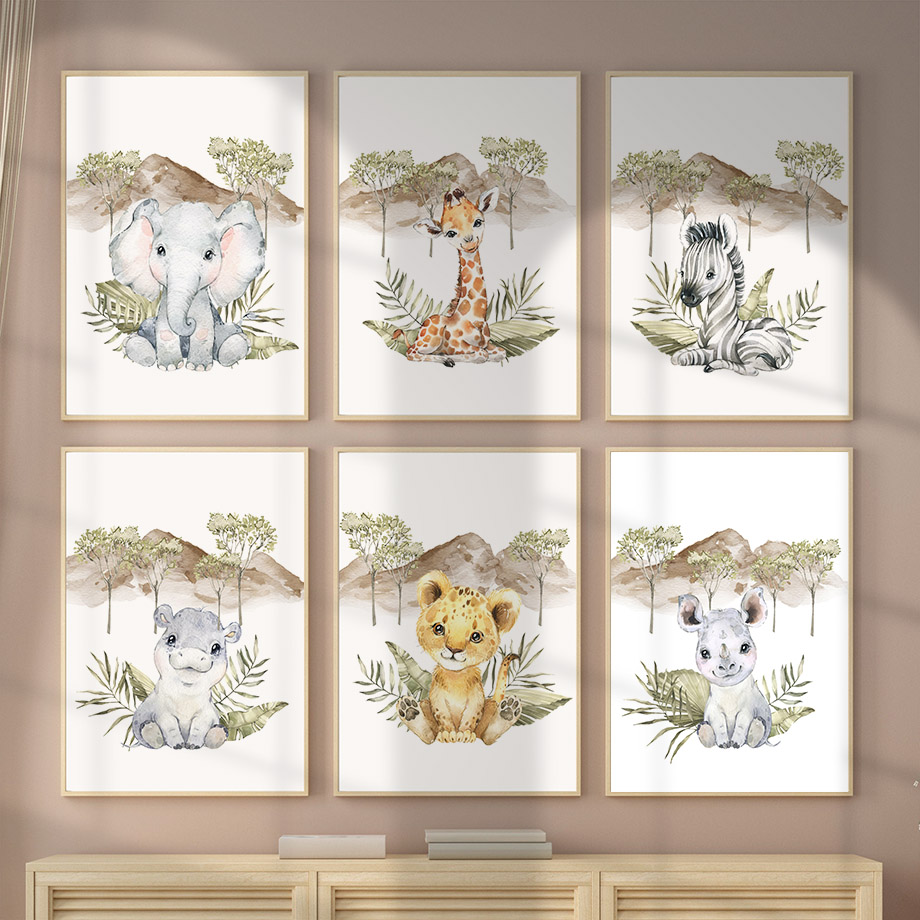 Giraffe Zebra Elephant Lion Hi - Baby Nursery Tree ulasan dan harga